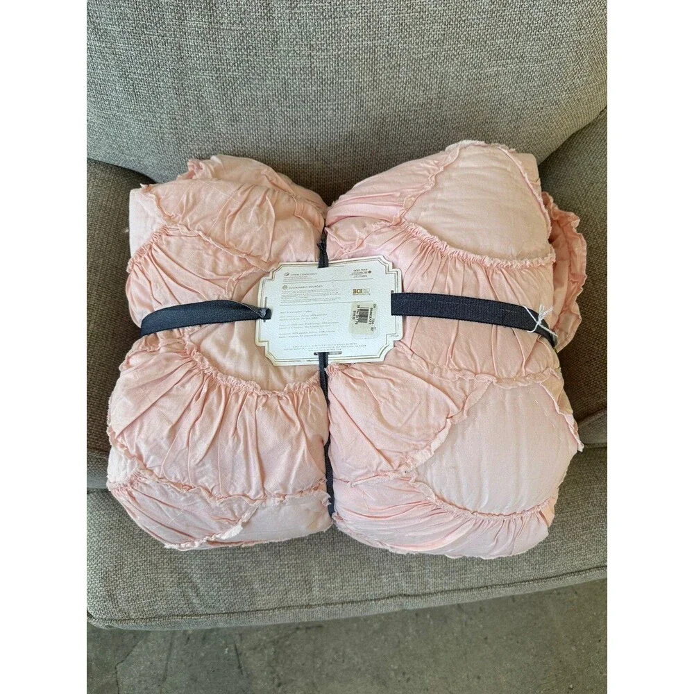 Pottery Barn Emily & Meritt Parisian Petticoat Quilt Twin Blush NWT FREE SHIP